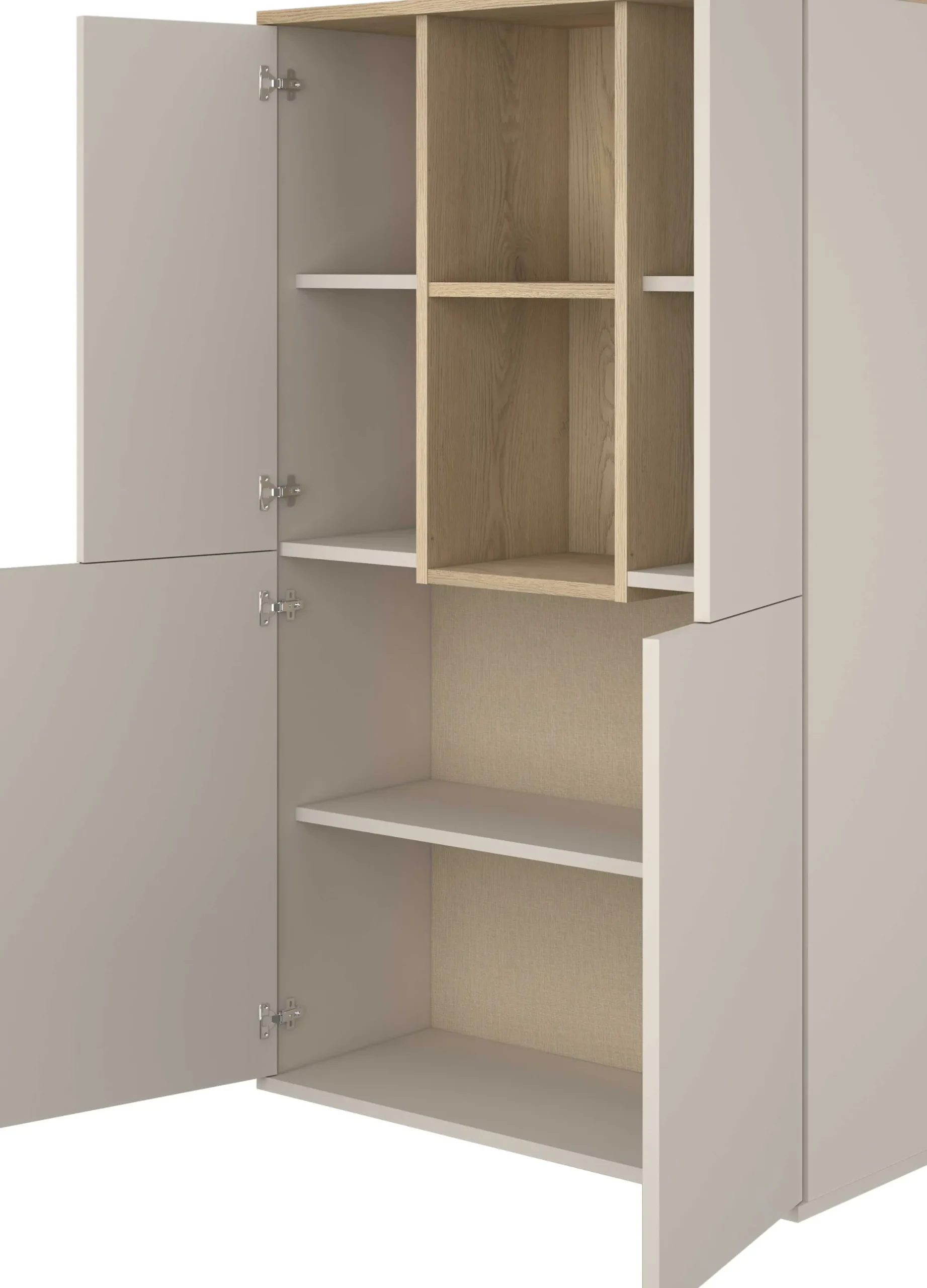 Buffetschrank Kosmo - 90x35x150cm - 4 Türen - Kaschmir/Eiche Dekor