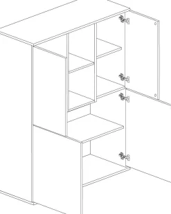 Buffetschrank Kosmo - 90x35x150cm - 4 Türen - Kaschmir/Eiche Dekor