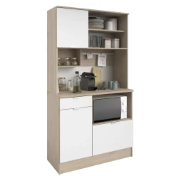 Buffetschrank Lydia 100cm, 3 Türen und 1 Schublade - Dekor Weiß/Eiche