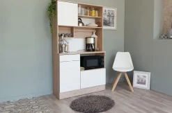 Buffetschrank Lydia 100cm, 3 Türen und 1 Schublade - Dekor Weiß/Eiche