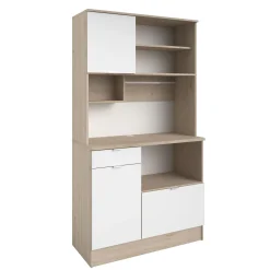 Buffetschrank Lydia 100cm, 3 Türen und 1 Schublade - Dekor Weiß/Eiche
