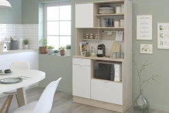 Buffetschrank Lydia 100cm, 3 Türen und 1 Schublade - Dekor Weiß/Eiche