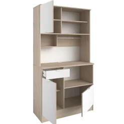 Buffetschrank Lydia 100cm, 3 Türen und 1 Schublade - Dekor Weiß/Eiche