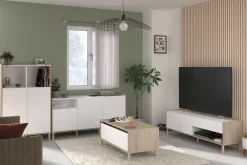 Buffetschrank Morpheus - 84x40x135cm - 2 Türen - Eiche Dekor/Weiß