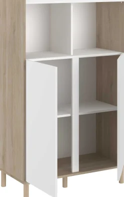 Buffetschrank Morpheus - 84x40x135cm - 2 Türen - Eiche Dekor/Weiß