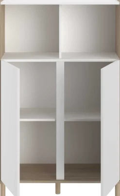 Buffetschrank Morpheus - 84x40x135cm - 2 Türen - Eiche Dekor/Weiß