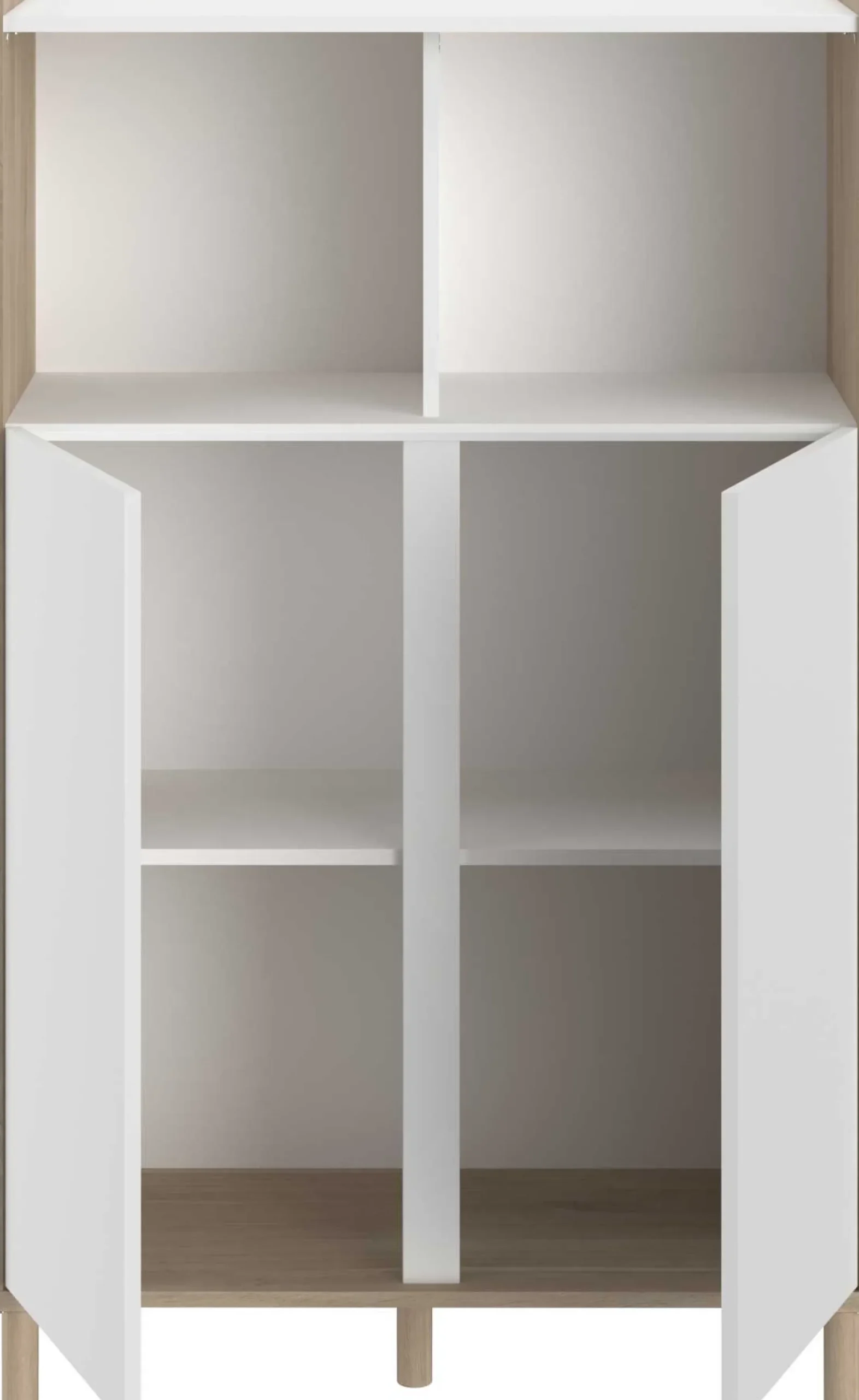Buffetschrank Morpheus - 84x40x135cm - 2 Türen - Eiche Dekor/Weiß
