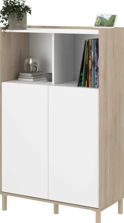 Buffetschrank Morpheus - 84x40x135cm - 2 Türen - Eiche Dekor/Weiß