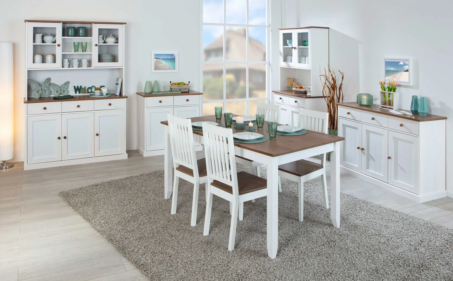 Buffetschrank Westerland breit - weiß/braun