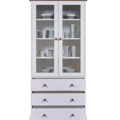 Buffetschrank Westerland | 90 x 38,4 x 190 | Kiefer massiv | Farbe: Weiß