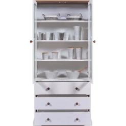 Buffetschrank Westerland | 90 x 38,4 x 190 | Kiefer massiv | Farbe: Weiß
