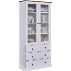 Buffetschrank Westerland | 90 x 38,4 x 190 | Kiefer massiv | Farbe: Weiß