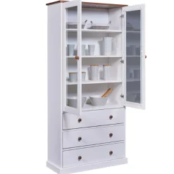 Buffetschrank Westerland | 90 x 38,4 x 190 | Kiefer massiv | Farbe: Weiß