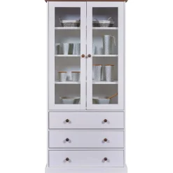 Buffetschrank Westerland | 90 x 38,4 x 190 | Kiefer massiv | Farbe: Weiß