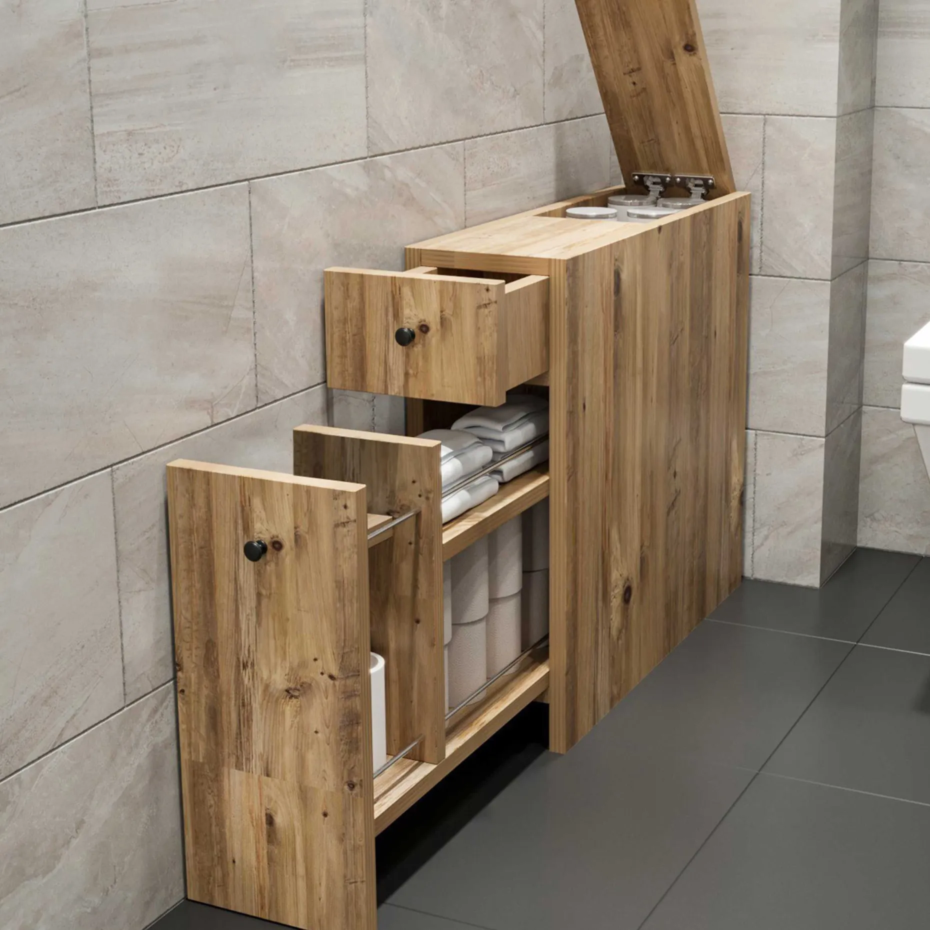 Calencia Badezimmerschrank | 100 % MELAMIN | Eiche