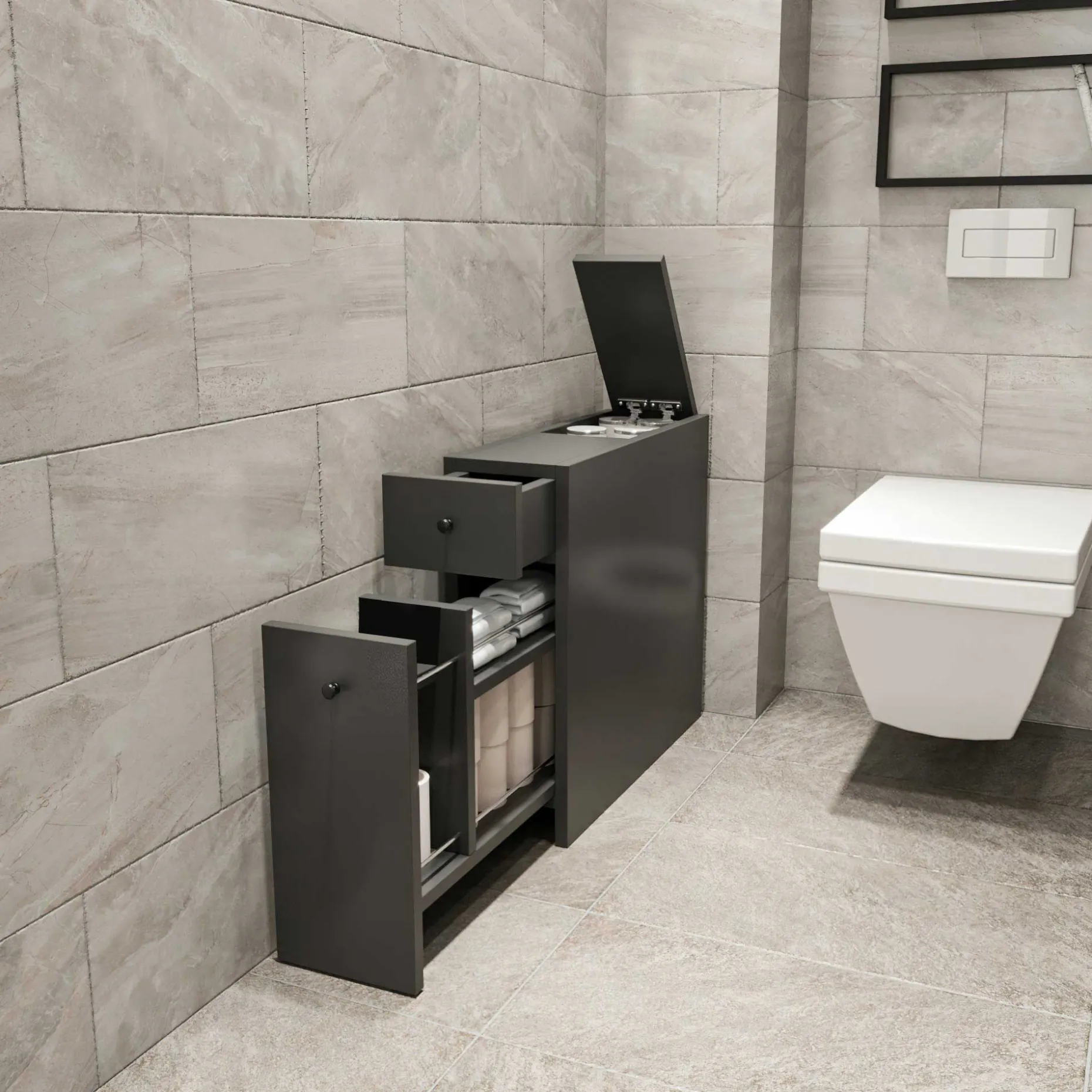 Calencia Badezimmerschrank | 100 % MELAMIN | Anthrazit