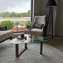 Emob Cam Couchtisch | GEHÄRTETES GLAS | Walnuss