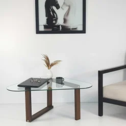 Emob Cam Couchtisch | GEHÄRTETES GLAS | Walnuss