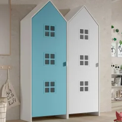 Casami Brügge 2-teiliger Kleiderschrank - 115x37x172 cm - Blau/Weiß