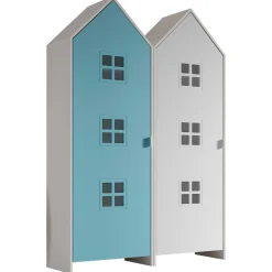 Casami Brügge 2-teiliger Kleiderschrank - 115x37x172 cm - Blau/Weiß