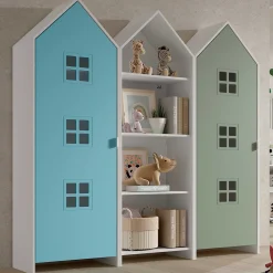 Casami Brügge 3-teiliger Kleiderschrank - 173x37x172 cm - Blau/Grün