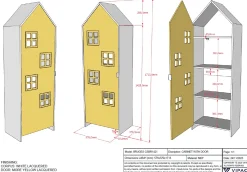 Casami Brügge 3-teiliger Kleiderschrank - 173x37x172 cm - Rosa/gelb