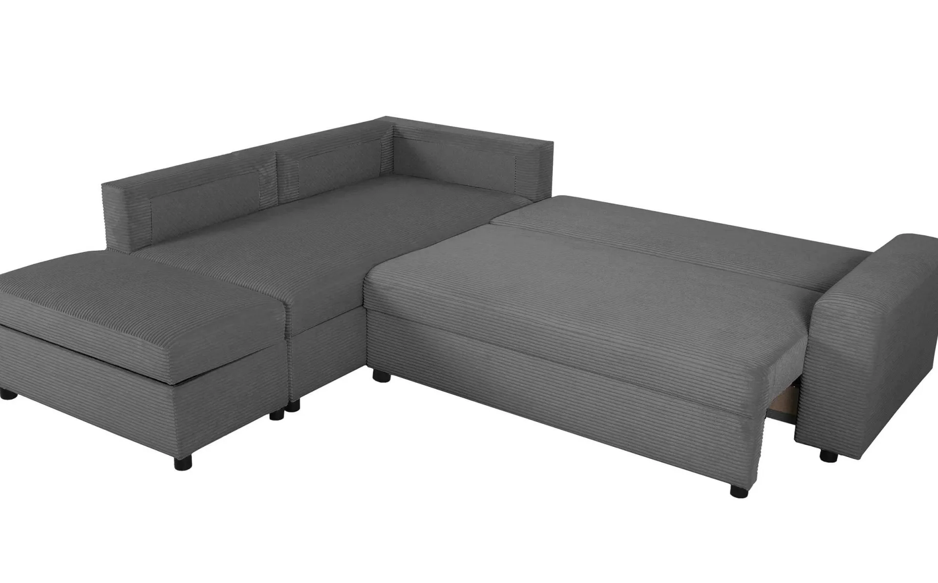PGS Castel Ecksofa links - mit Stauraum - gerippter Samt