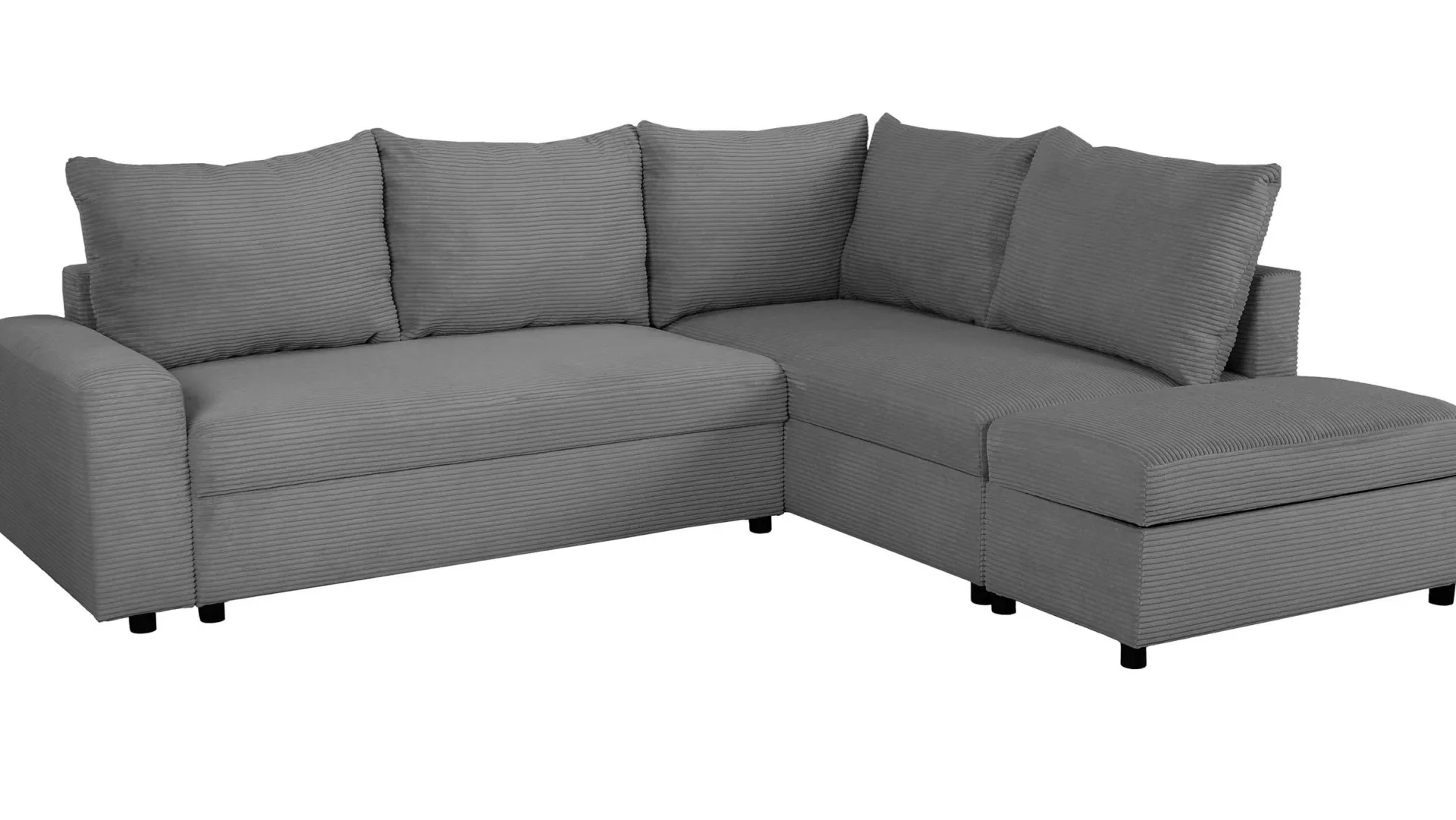 PGS Castel Ecksofa rechts - mit Stauraum - gerippter Samt