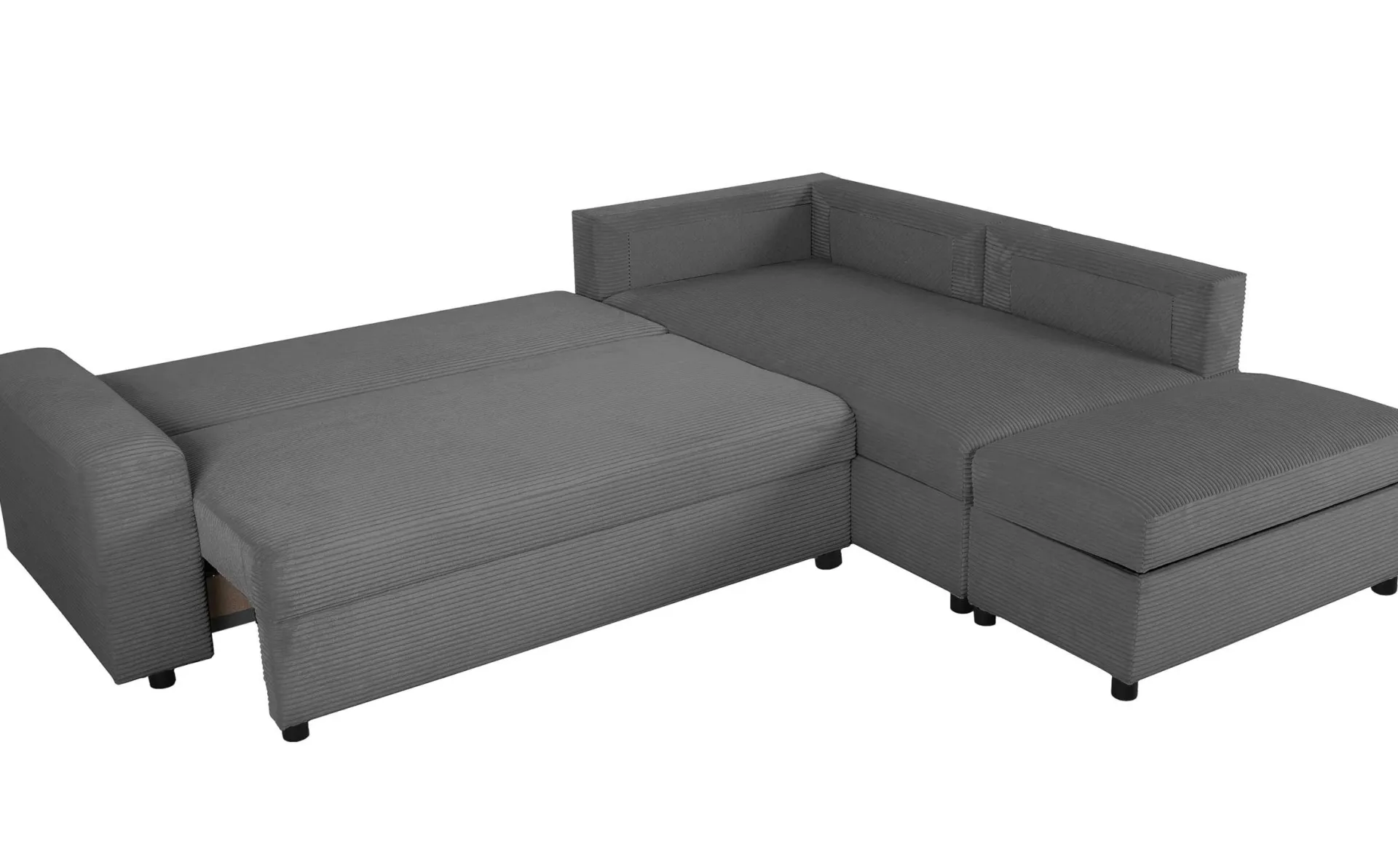 PGS Castel Ecksofa rechts - mit Stauraum - gerippter Samt