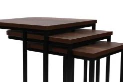 Emob Ce Metal Zigon Satztisch (3-teilig) | METALLRAHMEN | Walnuss, Schwarz