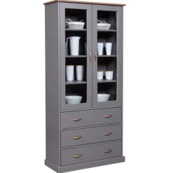 Cerci Vitrine 190x39x90cm - 2 Türen und 3 Schubladen - grau