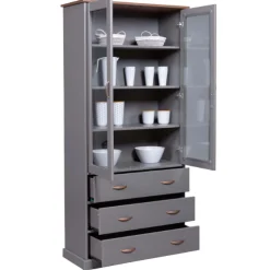 Cerci Vitrine 190x39x90cm - 2 Türen und 3 Schubladen - grau