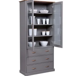 Cerci Vitrine 190x39x90cm - 2 Türen und 3 Schubladen - grau