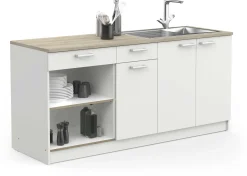Chef-Unterschrank mit Platz für Spüle, Backofen und Kochfeld - Kronberg Eiche/Mattweiß