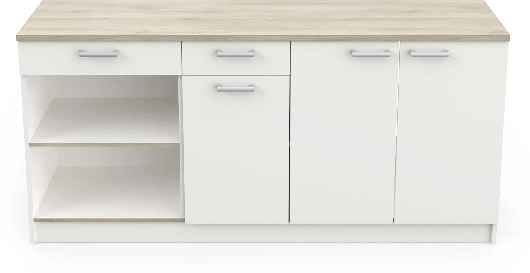 Chef-Unterschrank mit Platz für Spüle, Backofen und Kochfeld - Kronberg Eiche/Mattweiß