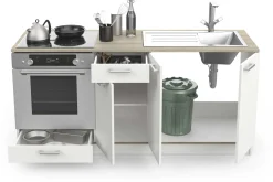 Chef-Unterschrank mit Platz für Spüle, Backofen und Kochfeld - Kronberg Eiche/Mattweiß
