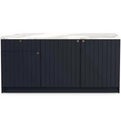 Chester Küchenschrank - 3 Türen und 1 Schublade - Indigo/Marmor