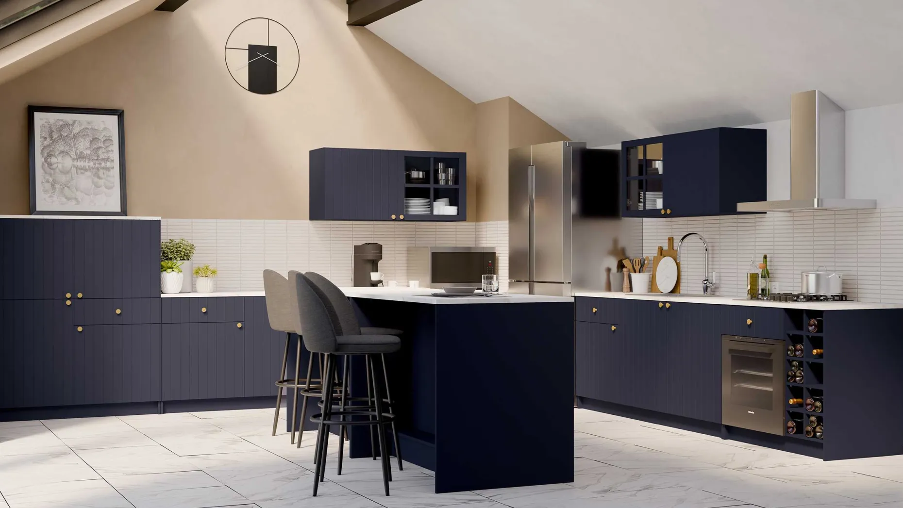 Chester Wandschrank - 120x37x55cm - 2 Türen - indigo