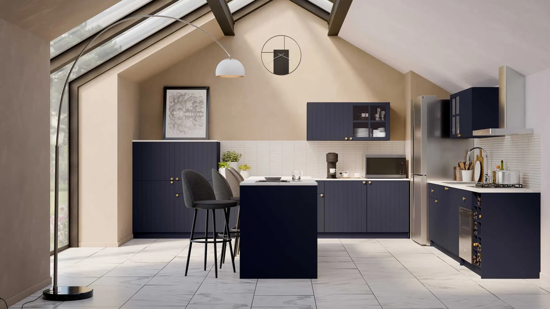 Chester Wandschrank - 120x37x55cm - 2 Türen - indigo