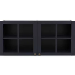 Chester Wandschrank - 120x37x55cm - 2 Türen aus Glas - indigo