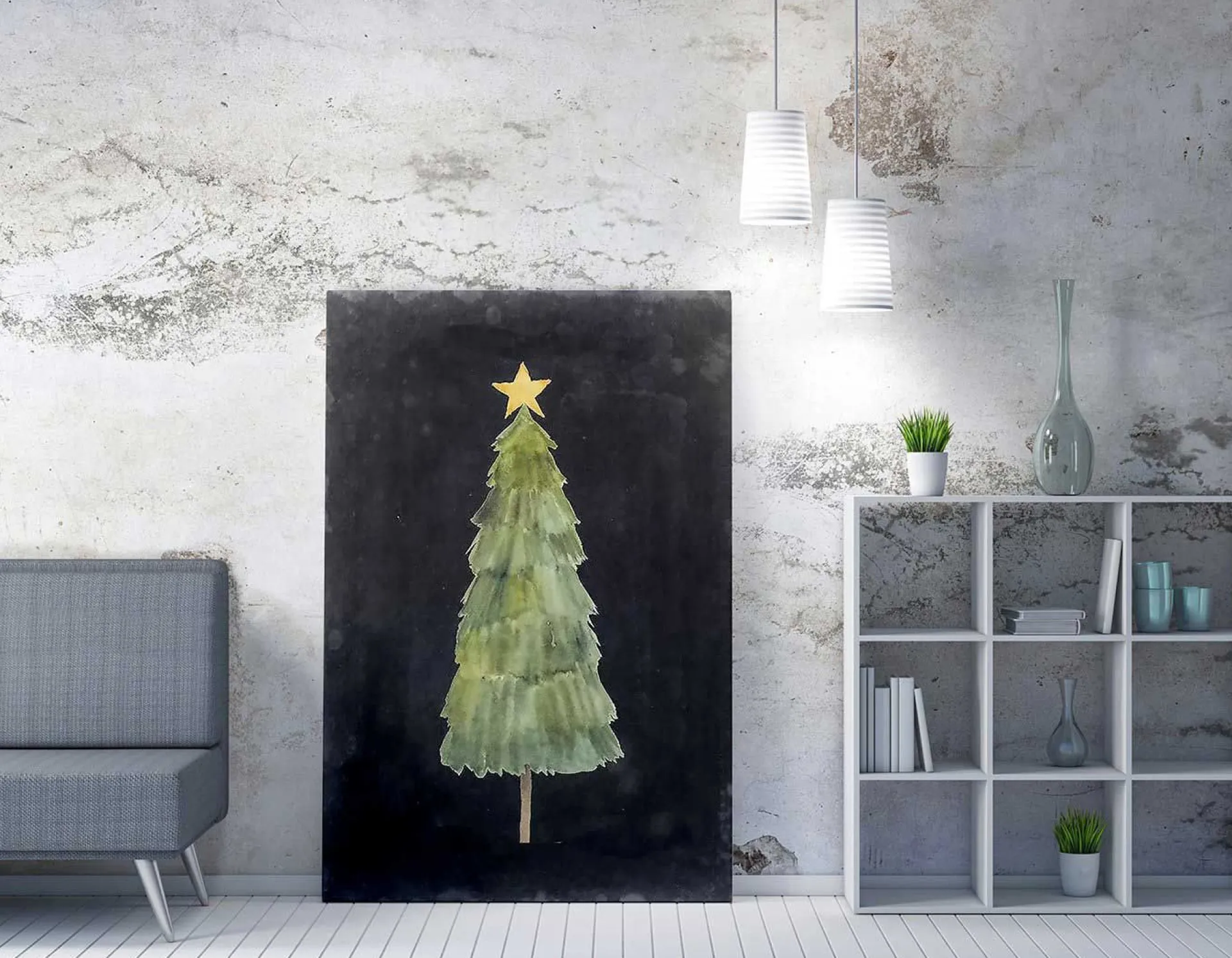 Emob Christmas Bouquet Dekoratives Leinwandbild | Holzrahmen | 70 x 100 cm