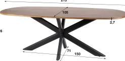 Emob Cliff Oval Tube Esstisch 215cm - Mango Sand
