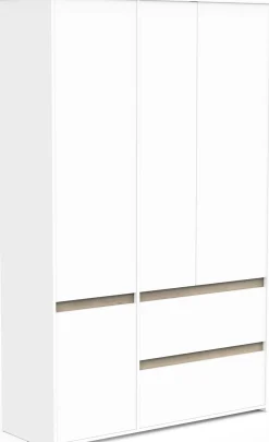 Clyde Kleiderschrank - 4 Türen und 2 Schubladen - Dekor Weiß/Eiche