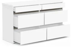 Clyde Kommode - mit 6 Schubladen - Dekor Weiß/Eiche