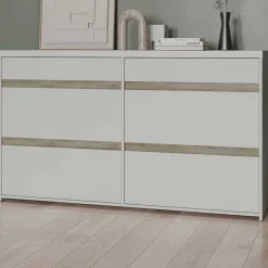 Clyde Kommode - mit 6 Schubladen - Dekor Weiß/Eiche