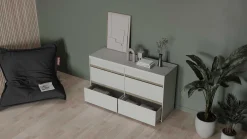 Clyde Kommode - mit 6 Schubladen - Dekor Weiß/Eiche