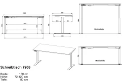 Germania Cornel Elektrisch verstellbarer Schreibtisch - 160x80x72cm - hellgrau/schwarz