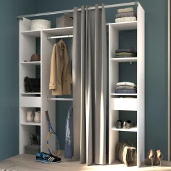 Corrida Offener Kleiderschrank - 176x48x203cm - mit Vorhang - weiß