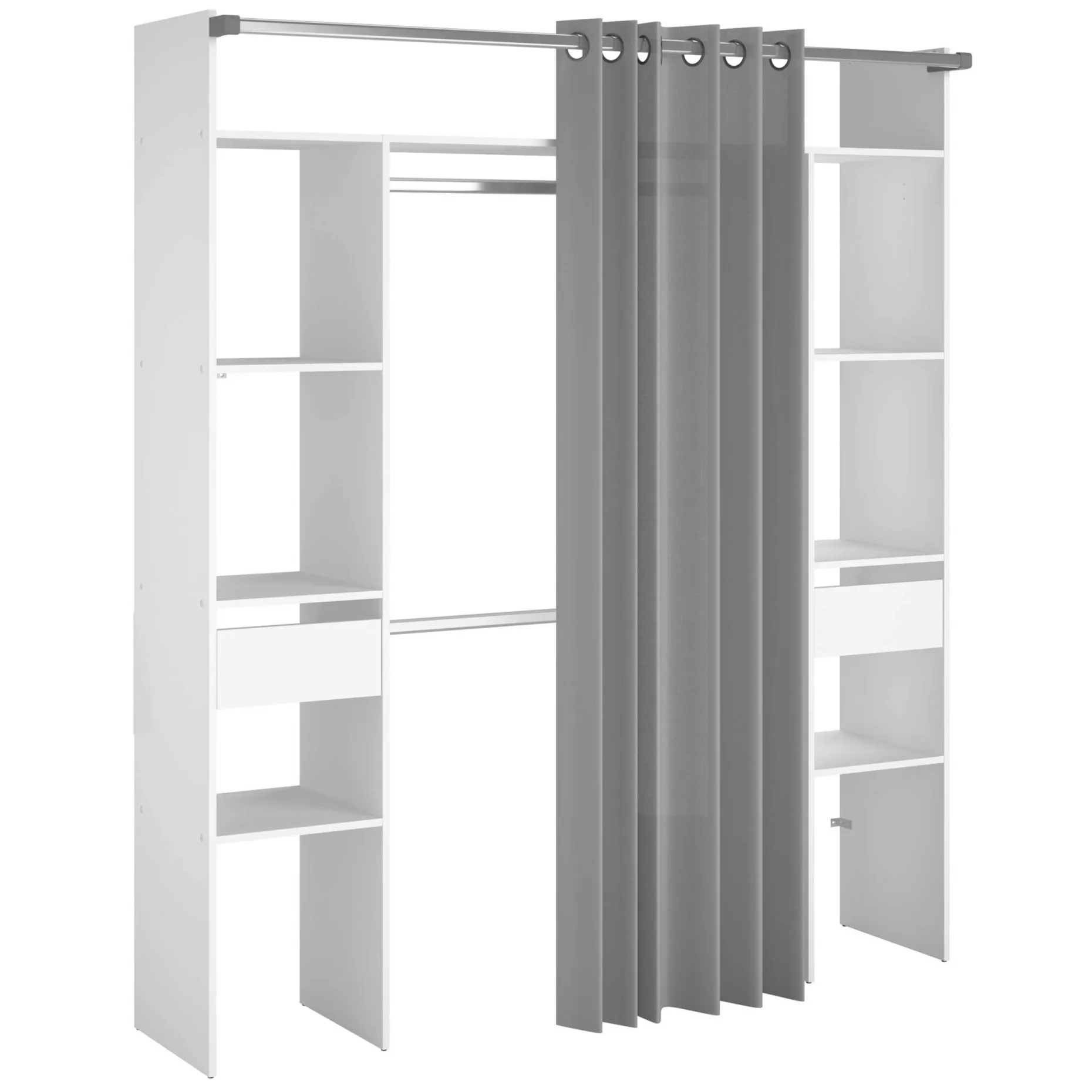 Corrida Offener Kleiderschrank - 176x48x203cm - mit Vorhang - weiß
