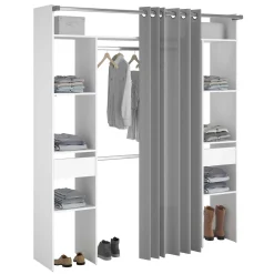 Corrida Offener Kleiderschrank - 176x48x203cm - mit Vorhang - weiß